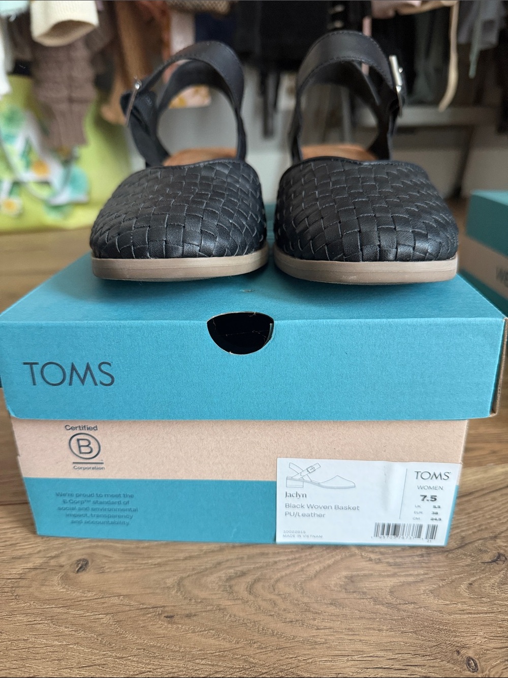 Toms Black Woven Slingback Mules - Picture 2 of 4